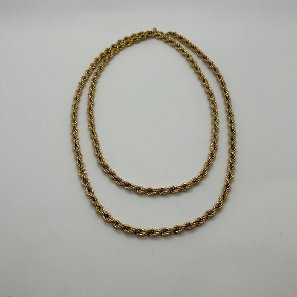 Vintage Monet 36" Rope Chain Necklace Gold-Tone Early Lobster Clasp Statement - Picture 16 of 16
